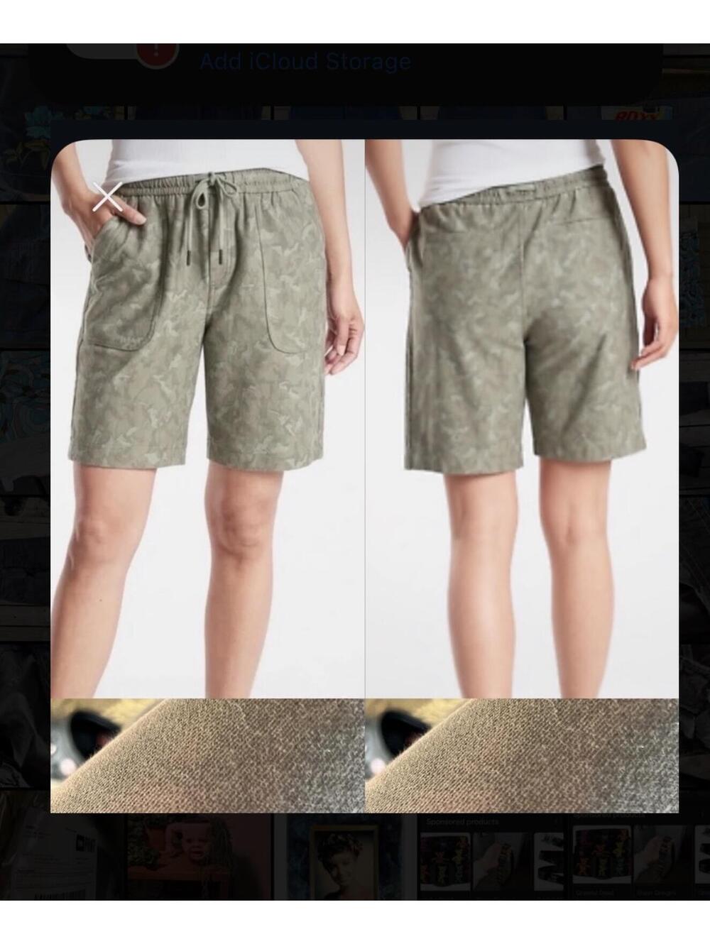 Athleta Farallon Bermuda Shorts Women's 6 Small S Camo Loungewear Organic Cotton
